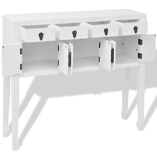 Cómoda con 4 cajones de madera maciza, aparador blanco duradero de diseño asiático 6