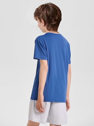 Poroka 5 Pack UPF 50+ Youth Boy Lightweight Mesh Quick Dry Athletic Performance T-Shirt Moisture Wicking Active Workout Shirt4