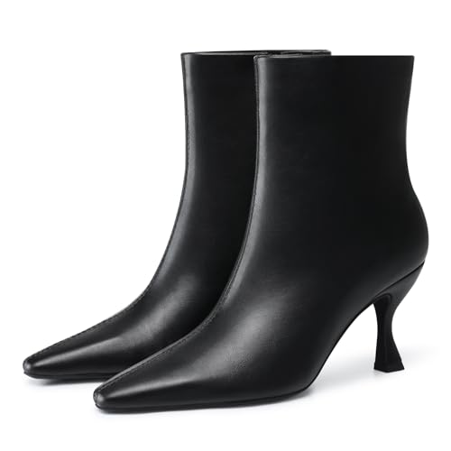 CELLENZ Womens Kitten Heel Boots: Ankle Pointed Toe Boots -