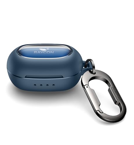 SURITCH Case for Raycon Everyday Earbuds Classic Headphones Shockproof Magnetic Case for Raycon Bluetooth Headset True Wireless Earbuds Protective Cover with Magnetic Lid Lock & Carabiner Navy