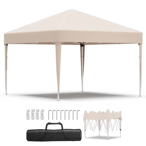 JUMMICO Pavillon 2x2 Höhenverstellbar Stabil Wasserdicht,Faltpavillon UV-Schutz 50+,Pavillion Gartenpavillon für Markt, Garten, Events, Faltzelt Beige
