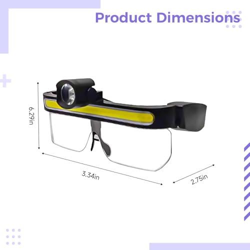 Linterna frontal recargable en gafas LED con lentes antivaho negras 5