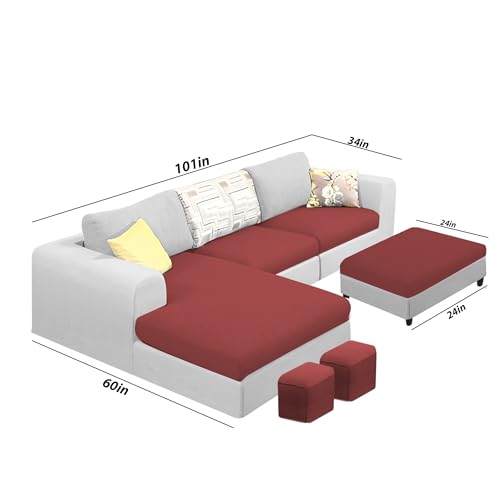 Image of Koza LHS 4 Seater L Shape Sofa Set with Center Table for Living Room (Maroon Grey Fabric) Premium Fabric Sofa