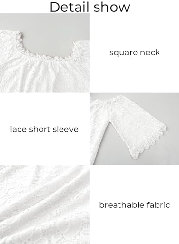 Image of MIHOLL Women's Lace Off Shoulder Tops Casual Loose Blouse Shirts