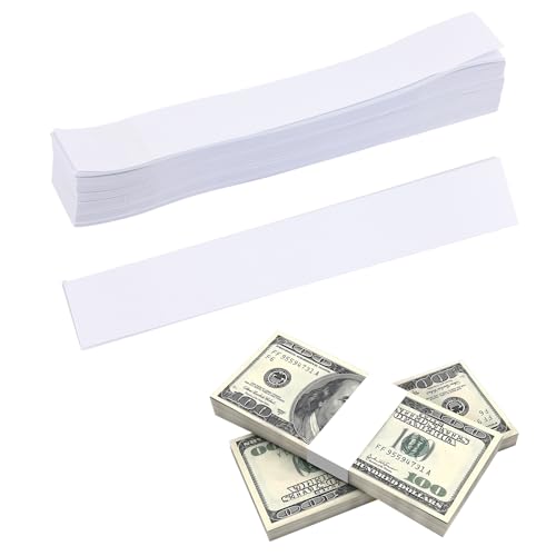 200 Unidades Bandas Autoadhesivas para Billetes 192 x 29 mm Correa de Papel para Billetes Bandas Blancas en Blanco para Dinero Correas de Efectivo para Organizar Billetes