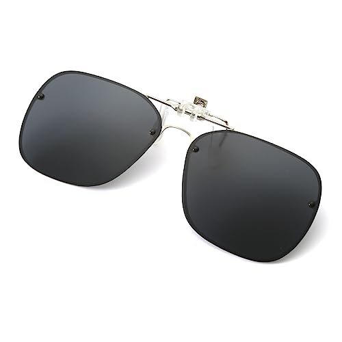 Long Keeper Clip Gafas de Sol Polarizadas - Clip Solar para Gafas, Clip para Gafas para Sol Antireflejos UV400 Flip Up Gafas con Clip para Mujer Hombre, 56mm