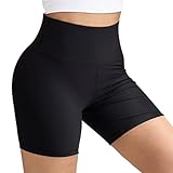 ESOFT Women's High-Waisted Biker Shorts 4' / 6' – Soft Lycra Fabric, 4-Way Stretch, Perfect for Yoga, Running & Workout A-Black