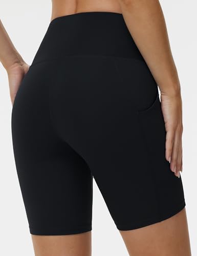 THE GYM PEOPLE Women's High Waist Workout Shorts Stretchy Tummy Control Yoga Biker Running Shorts with Pockets3