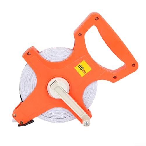 Cinta métrica robusta de fibra de vidrio de vinilo con punta para mediciones precisas de patio para tareas de construcción e ingeniería (50 m)