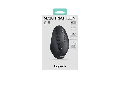 Image of Logitech M720 Triathlon Wireless Modern Mouse Compatible with Laptop, Personal Computer, Black