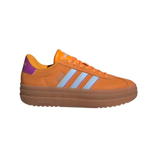 adidas Women's VL Court Sneaker, Crew Orange/Blue/Purple Burst, 8.5