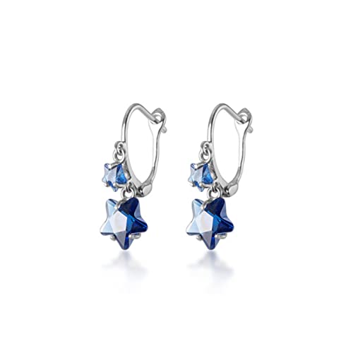 Argent 925 boucles d'oreilles de luxe avec cristaux bleus facettés pour femme