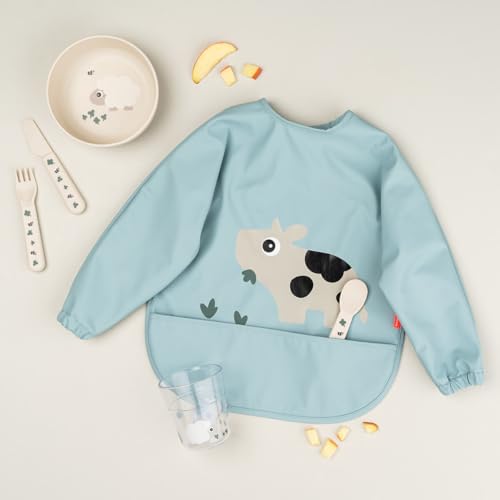 Miniatura 4 de Done By Deer Babero Con Bolsillo Y Mangas Tiny Farm Azul