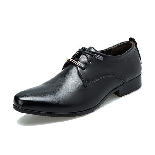 ZARAPLUS Chaussures Homme Ville Chaussures Oxford À Lacets Derby Classique Bout Pointu pour Costume, Officiel, Bureau Et Mariage,Noir,39 EU