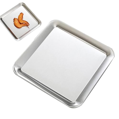Vassoio Acciaio Inox Quadrato, 23x23cm Vassoi Da Portata, Vassoio Da Portata Antipasto, Vassoio Di Servizio Dell'alimento Dell'acciaio Inossidabile Rettangolare A Specchio Vassoio D'argento Decor(L)