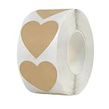 1 Inch Heart-Shaped Kraft Stickers, Adhesive Blank...