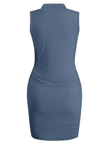Image of AUXDIO Women Summer Bodycon Dresses Casual Tank Sleeveless Ruched Wrap 2026 Party Club Mini Dress