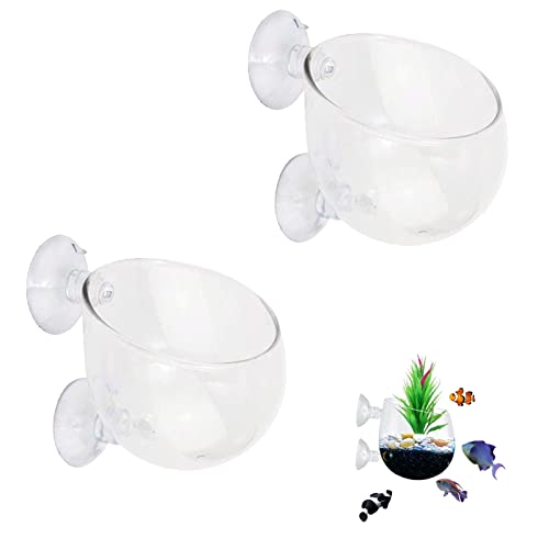 yeemeen Glas Cup Topf mit 2 Saugnäpfen, Aquarium Pflanzenhalte, Aquatische Pflanzen Halter für Aquarium Aquascaping Aquatic Holder Zubehör Fish Tank Aquarium-Landschaft Dekorationen Topf für Aquarium Cover