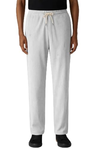 Image of Men's Comfortable Corduroy Pants | Relaxed Fit Stretch Waist Trousers for Everyday Wear Cream
