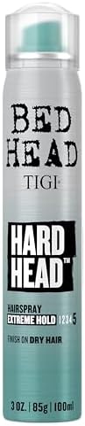 TIGI Bed Head Hard Head Hair Spray, Travel Size, Extra Strong Hold for All Day Style and All Hair Types, 3 oz