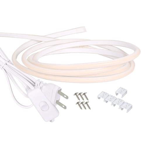 Image of LED Strip Lights 16.4 ft AC 110V Outdoor Rope Lights Waterproof IP65 LED Cuttable Strip Lighting Super Bright 320LEDs 4000K White LED Lights for Bedroom Kitchen Under Cabinet Lighting