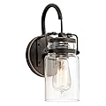 Kichler Brinley 11.5" Wall Sconce in Olde Bronze®, 1-Light, Vintage Wall Mount Light with Clear Glass, (11.5" H x 5" W), 45576OZ