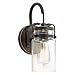 Kichler 45576OZ Brinley 1-Light Wall Sconce and Clear Glass Shade, Olde Bronze Finish