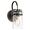 Kichler Brinley 115 Wall Sconce in Olde Bronze 1 Light Vintage Wall Mount Light with Clear Glass 115 H x 5 W 45576OZ