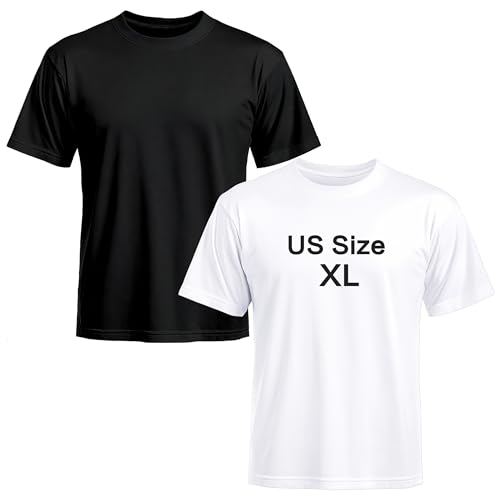 Joyclub 2 Pack Black White Adult Unisex Polyester T Shirts Sublimation Blanks Crew Neck Short Sleeve Daily Wear Tees Black and White XL
