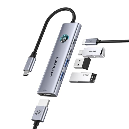 Hub USB-C con Tipo C 3.0, USB-A 3.0, HDMI 4K@60Hz, Ricarica PD da 100 W, Pulsante di Controllo della Privacy per Lo Schermo HDMI, Compatibile con MacBook Pro, iPad Pro, iPhone 16, Dell XPS - Hub USB