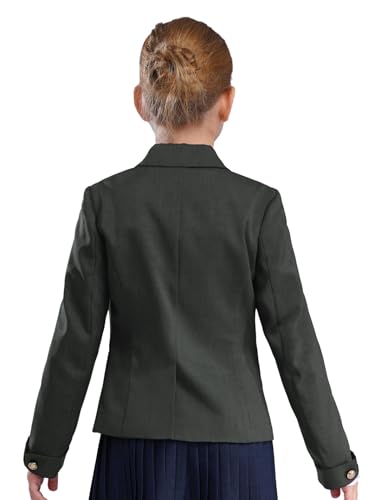 Kids Girls School Uniform Blazer Long Sleeve Notched Collar Button Down Formal Lapel Jacket with Pockets2