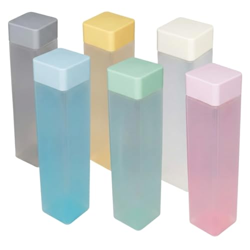 Image of Square Fridge Water Bottles Set of 6 1 Litre BPA Free Plastic Refrigerator Bottles Slim & Space Saving Water Bottle Set for Home & Office