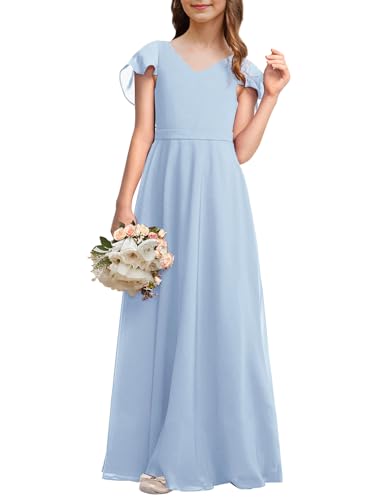 Galawaqe Kids Junior Bridesmaid Dresses Chiffon Flower Girl Dress for Teen Girl Long Party Pageant Gowns: Clothing, Shoes & Jewelry