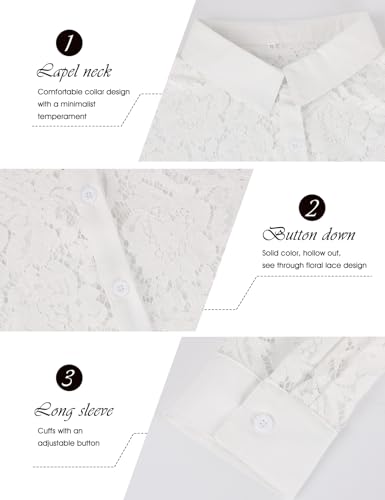 Wyeysyt Lace- Blouse for Women: Sheer Lace Long Sleeve Top, Elegant Dressy Shirt, Ladies Tops and Blouses4
