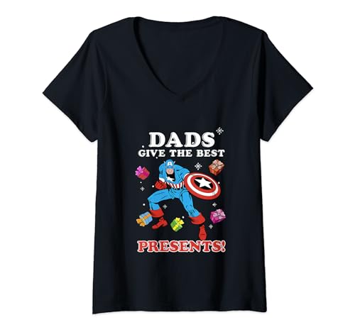 T-shirt Captain America Marvel Noël cadeau col V pour homme papa