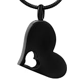 FRDXDAF Collana con Urna di Cenere Ciondolo Cremazione Cuore Vergine Intagliato in Acciaio Inossidabile 316L con Ceneri Umane/Souvenir per Animali Domestici Urna Commemorativa Femmina-C