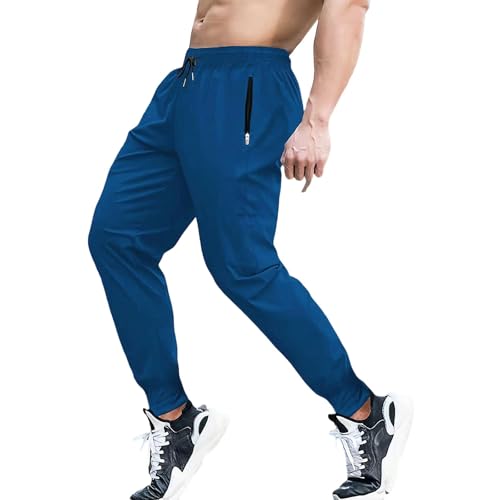 FQZWONG Mens Sweatpants Casual Elastic Waist Drawstring Jogger Pant Baggy Speed Drying Track Trousers Workout Outdoor Jogger（2-Blue,X-Large