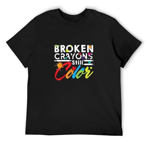 DEfratJQ Broken Crayons Still Color T-Shirt Unisex Gift Men's Black Tees XL