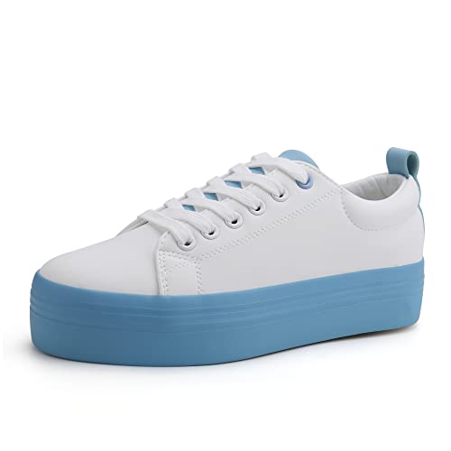 Image of JABASIC Women Lace Up Platform Sneakers Comfortable Casual Fashion Sneaker Walking Shoes