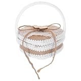 OUNONA Caja para Anillos de Boda Hecha a Mano Diseño Rústico y Materiales de Algodón Lino y Poliéster, Adecuado para Almacenamiento Diario y Celebraciones