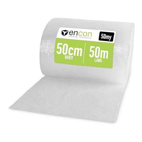 Rollo de plástico de burbujas premium de 50 m, fabricado en Alemania, material de tapicería 60 my para mudanzas y envíos, lámina granulada (10, 50 cm x 50 m)