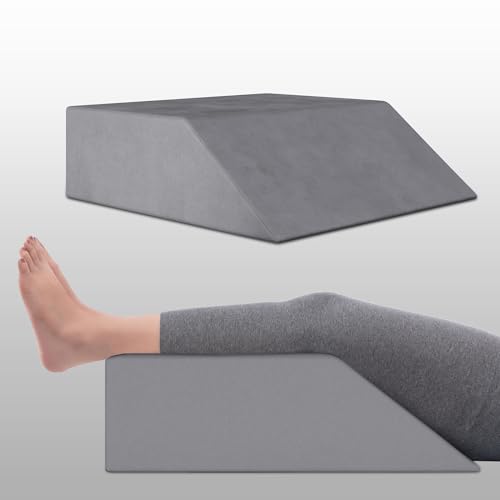 Image of Frido Leg Elevation Wedge Pillow for Edema, Varicose Veins, Fracture | High Resilience Foam Cushion for Leg, Knee & Thigh Support | Back Pain & Swelling Relief | Lightweight (Slate Grey)
