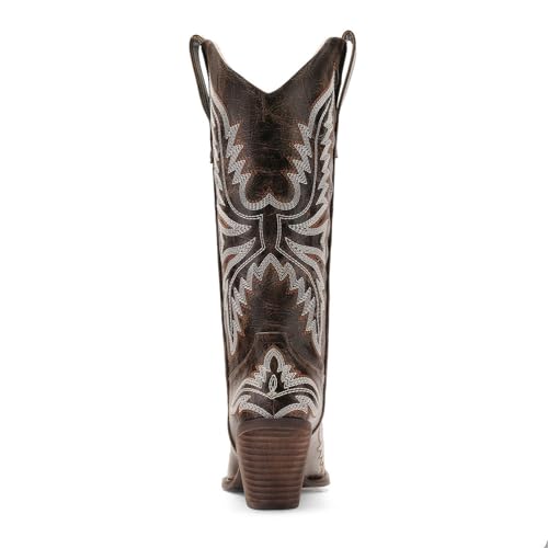 Image of Cowboy Boots for Women - Embroidered Western Cowgirl Boots with Fashion Snip Toe, 1.75-Inch Low Block Heel and All-Day Comfort Fit