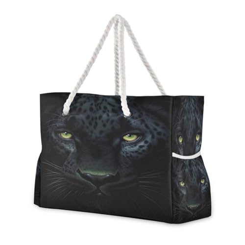Black Dark Panther Beach Bag & Travel Tote Bag Large Sandproof Wet Pouch for Gym Travel
