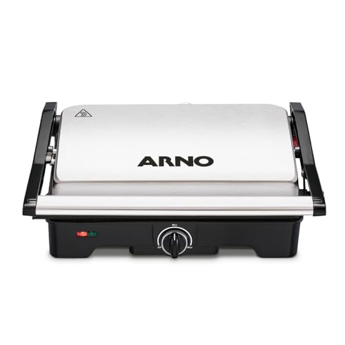 Grill Arno Dual Inox GNOX - Abertura 180°, Ajuste Altura e Controle de Temperatura, 110V