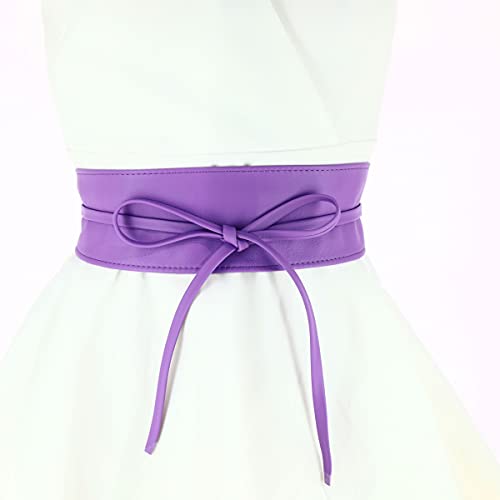 Fashiongen - Woman Italian Leather Obi Belt, Cassiane - Purple, L-Xl #TOP2