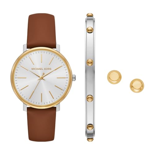 El Mejor Listado de Reloj Dama Michael Kors para comprar hoy. 41 Michael Kors Set reloj con pulsera y pendientes mk4897set pyper de piel en tono café para dama