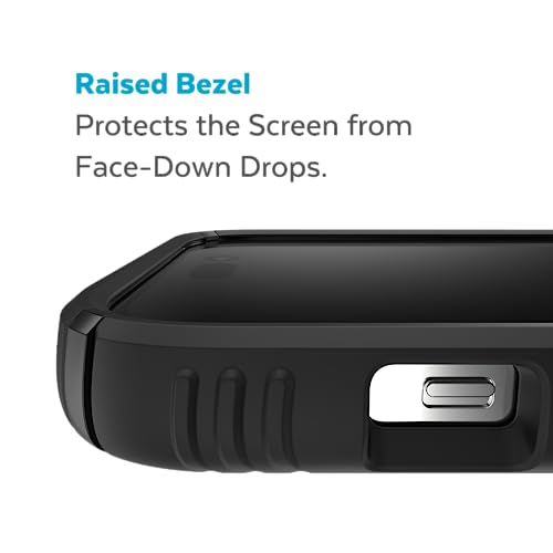 Image of Speck iPhone 14 Pro Case - Drop Protection, Scratch Resistant, Dual Layer Slim Phone Case for 6.1 Inch iPhones 14 Pro - Built for MagSafe - Presidio2 Grip - Black /Black /White