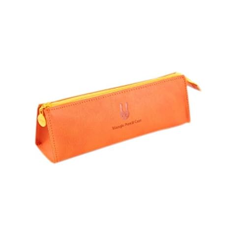 Dosige Simple Student Stationery Bags Solid Color Cosmetic Makeup Bags Pencil Pen Case Holder Purse for Women Men, 19.8 * 6.5 * 5.3cm, Orange Cover