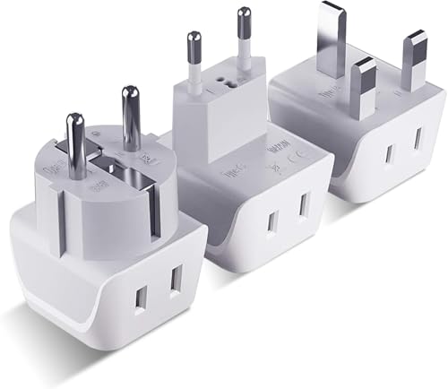 Ceptics Complete European Travel Adapter Set - 2 In 1 Usa to Europe, Germany, England, Spain, Italy,...
